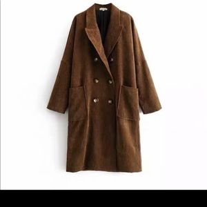 Zara corduroy coat brown color xs size